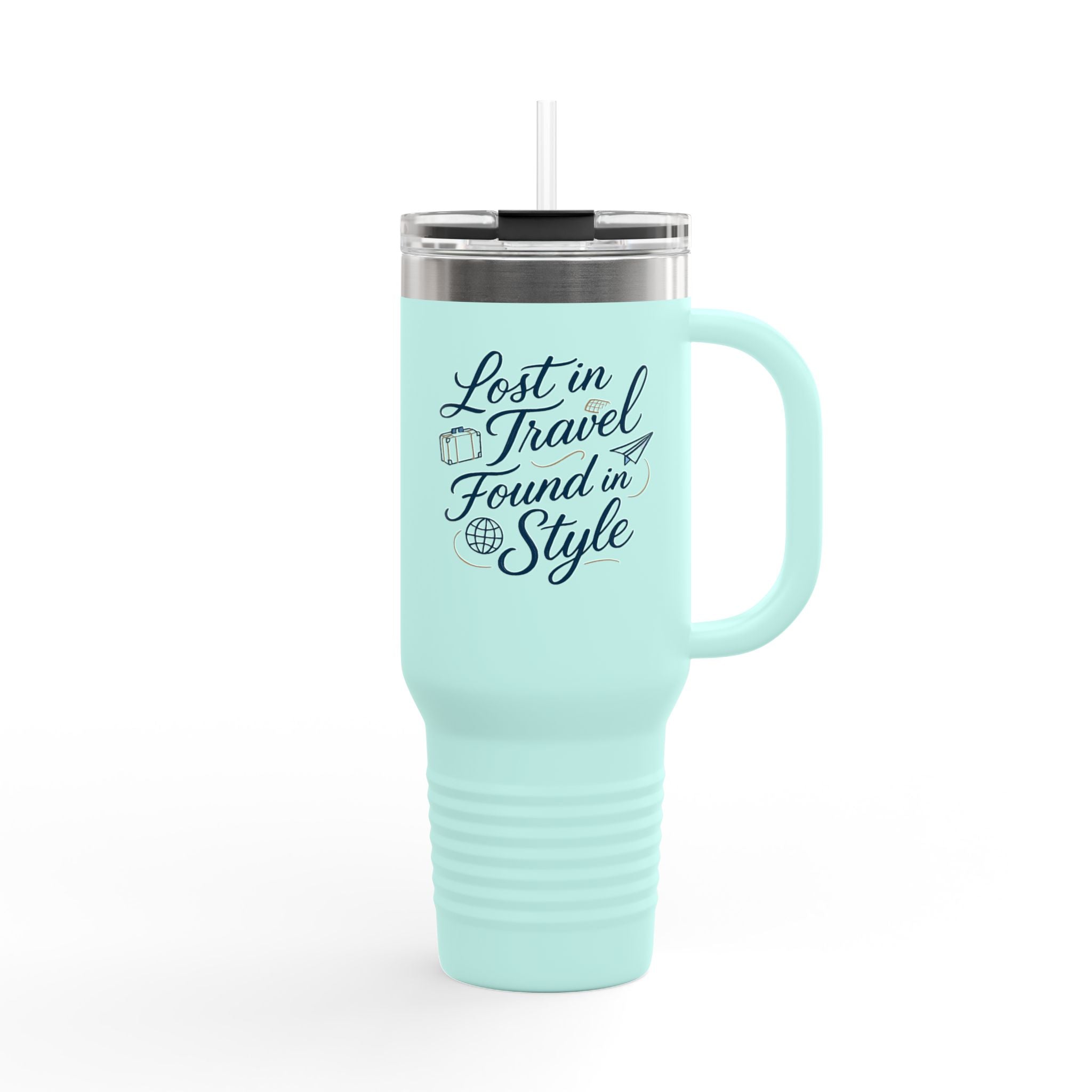 Lost in Travel, Found in Style™ Insulated Travel Mug | 40oz Coffee Cup for On-the-Go, Perfect for Commuting, Road Trips, Travel, Gifts & Events