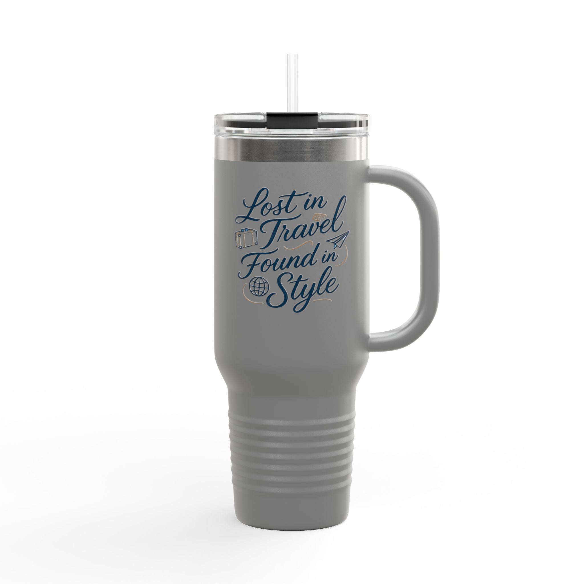 Lost in Travel, Found in Style™ Insulated Travel Mug | 40oz Coffee Cup for On-the-Go, Perfect for Commuting, Road Trips, Travel, Gifts & Events