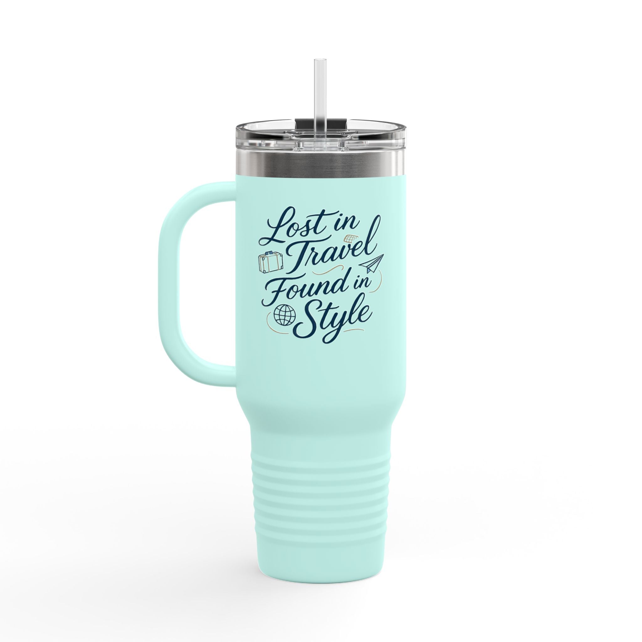 Lost in Travel, Found in Style™ Insulated Travel Mug | 40oz Coffee Cup for On-the-Go, Perfect for Commuting, Road Trips, Travel, Gifts & Events