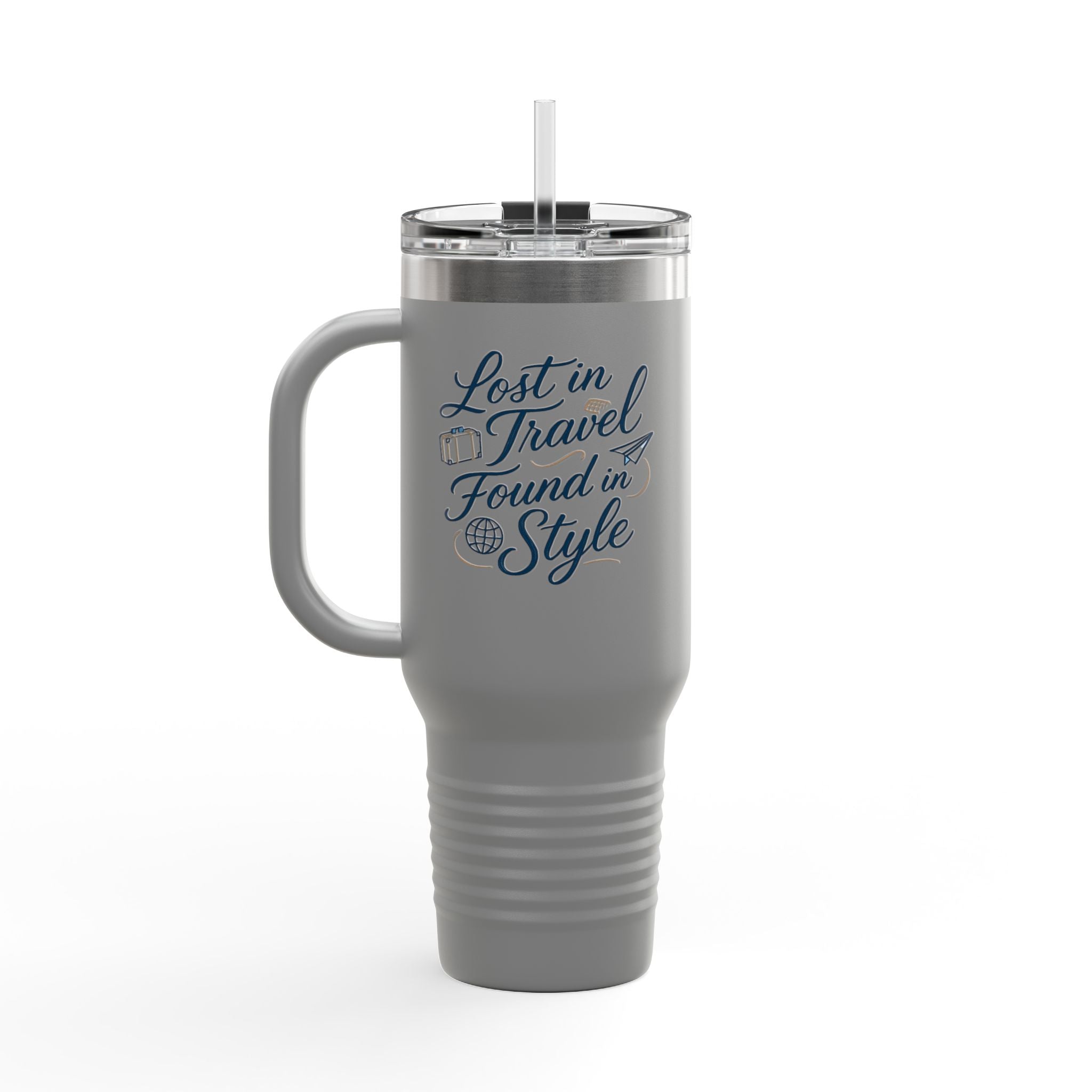 Lost in Travel, Found in Style™ Insulated Travel Mug | 40oz Coffee Cup for On-the-Go, Perfect for Commuting, Road Trips, Travel, Gifts & Events