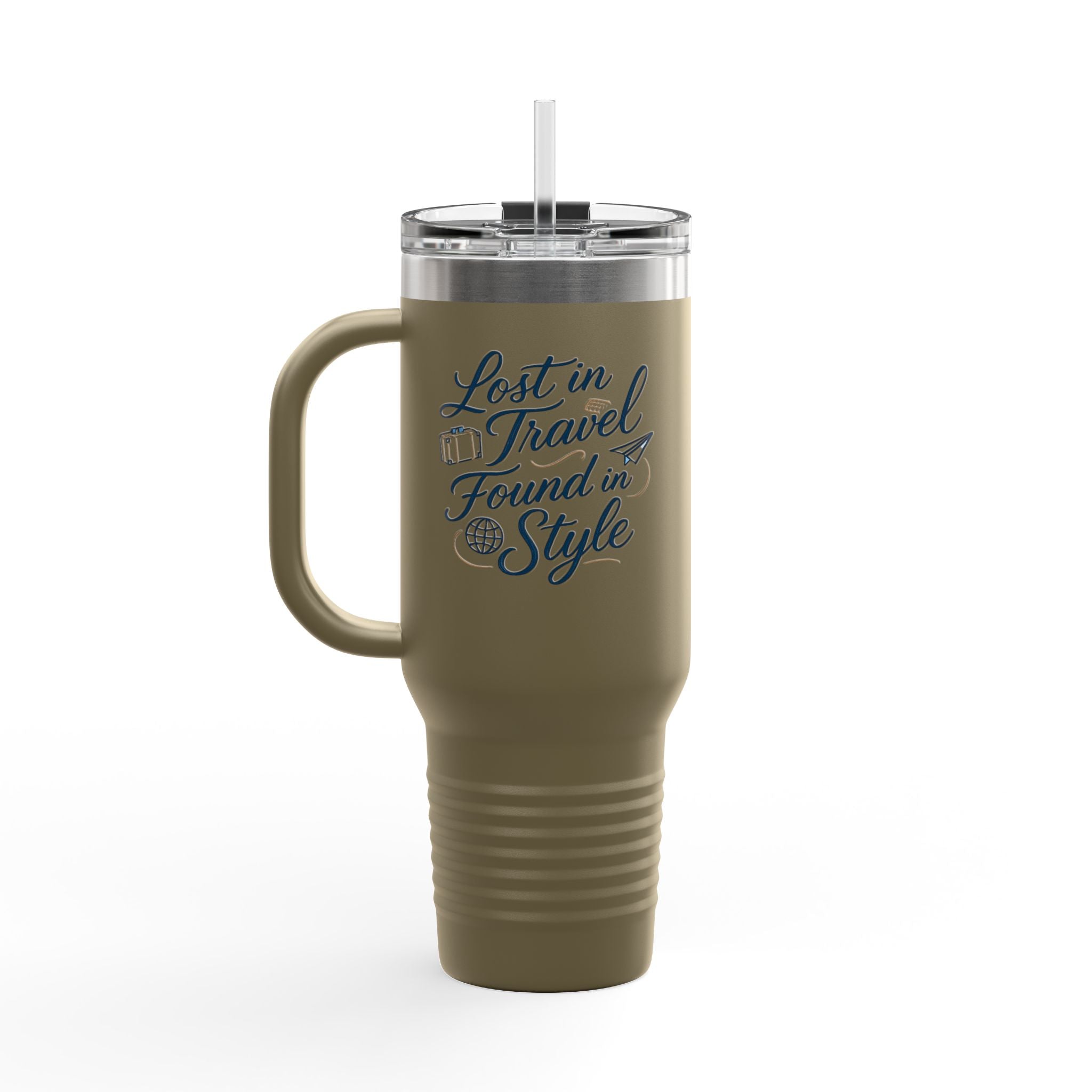 Lost in Travel, Found in Style™ Insulated Travel Mug | 40oz Coffee Cup for On-the-Go, Perfect for Commuting, Road Trips, Travel, Gifts & Events