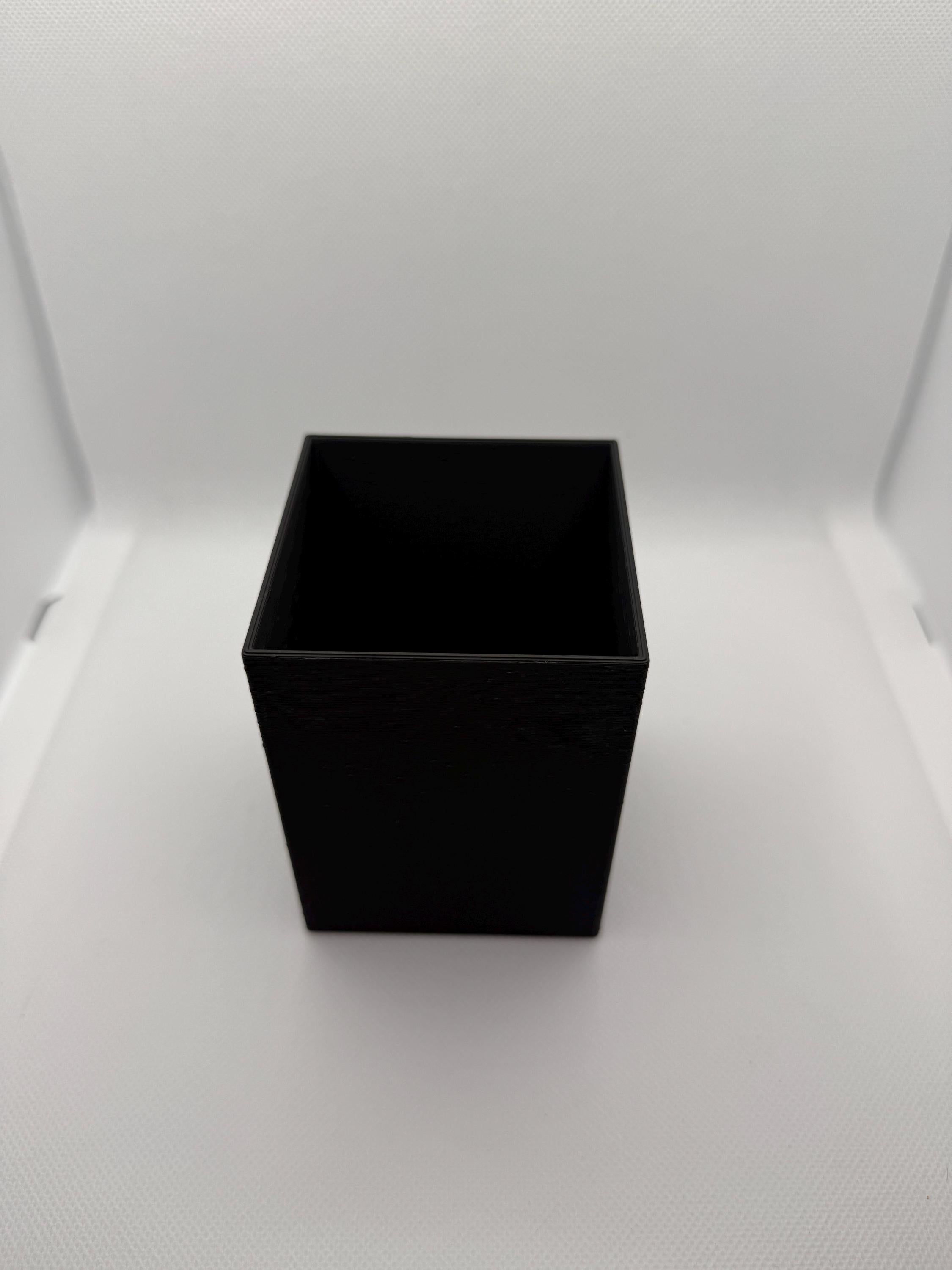 Minimalist Black Cube Pen Holder: Modern Desk Organizer