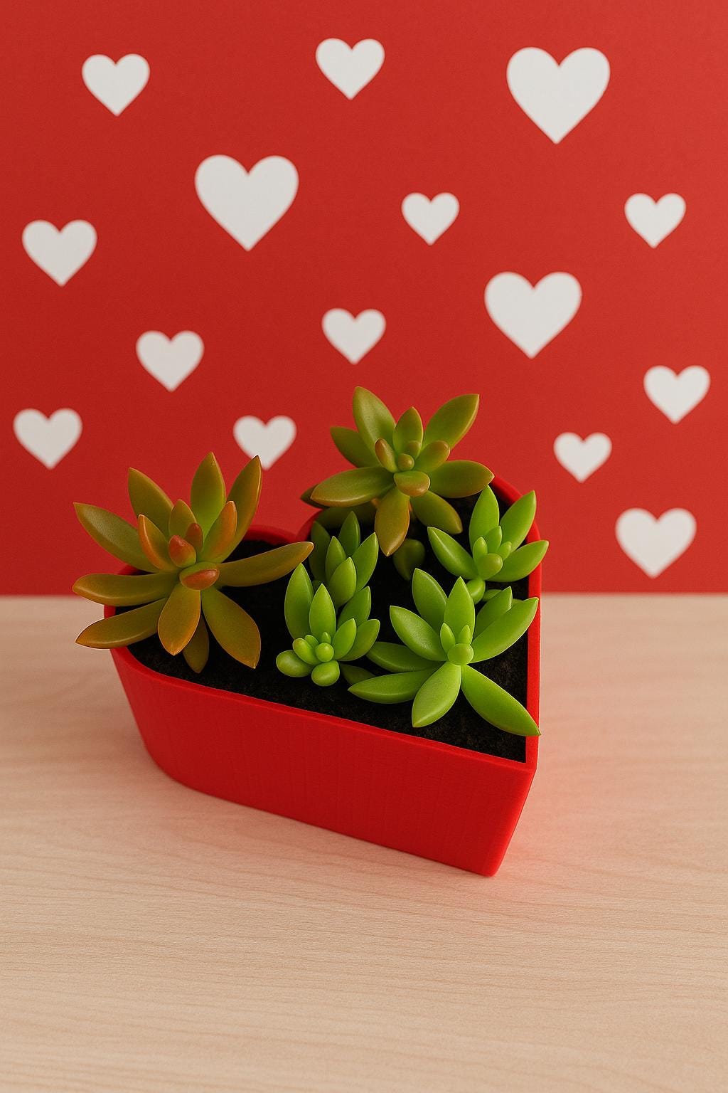Heart Succulent Planter: 3D Printed Desk Decor, Eco-Friendly PLA