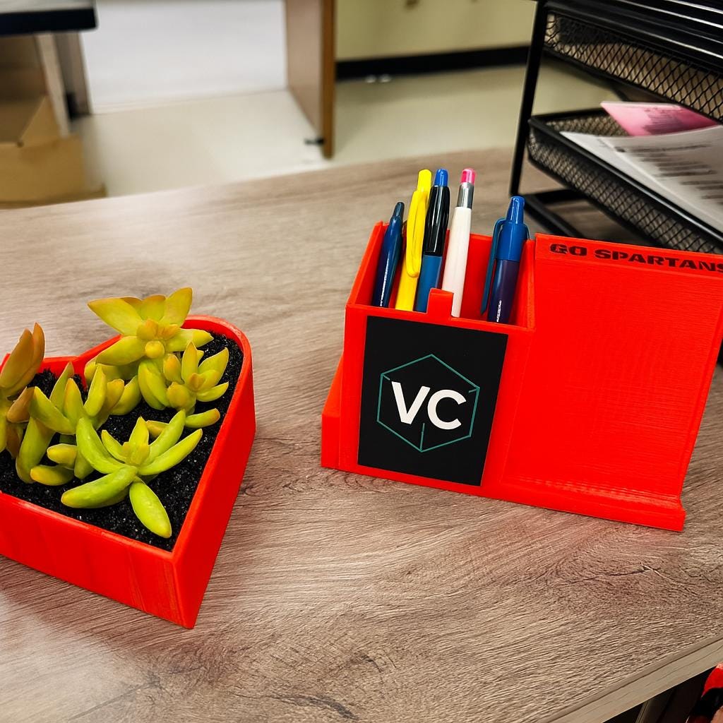 Heart Succulent Planter: 3D Printed Desk Decor, Eco-Friendly PLA