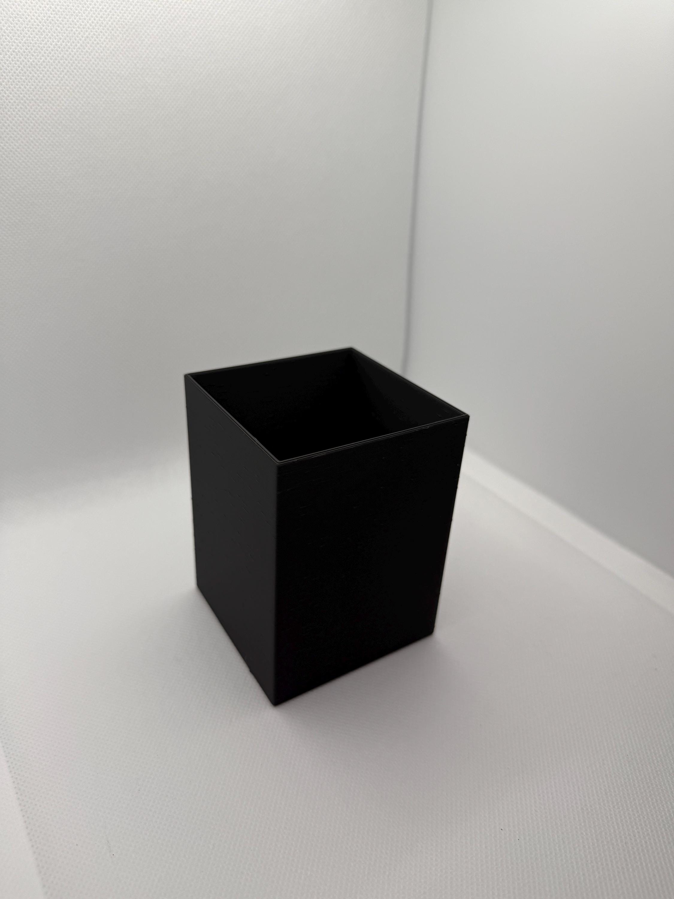 Minimalist Black Cube Pen Holder: Modern Desk Organizer