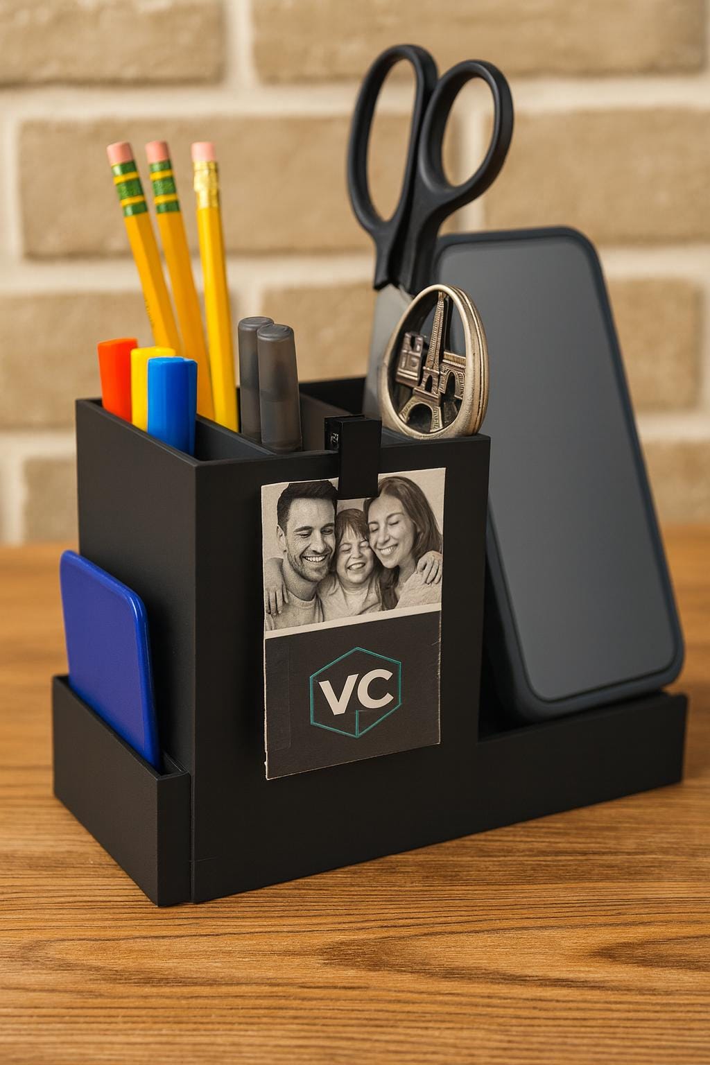 3D Printed Desk Organizer: Minimalist Pen & Pencil Holder with Phone Stand
