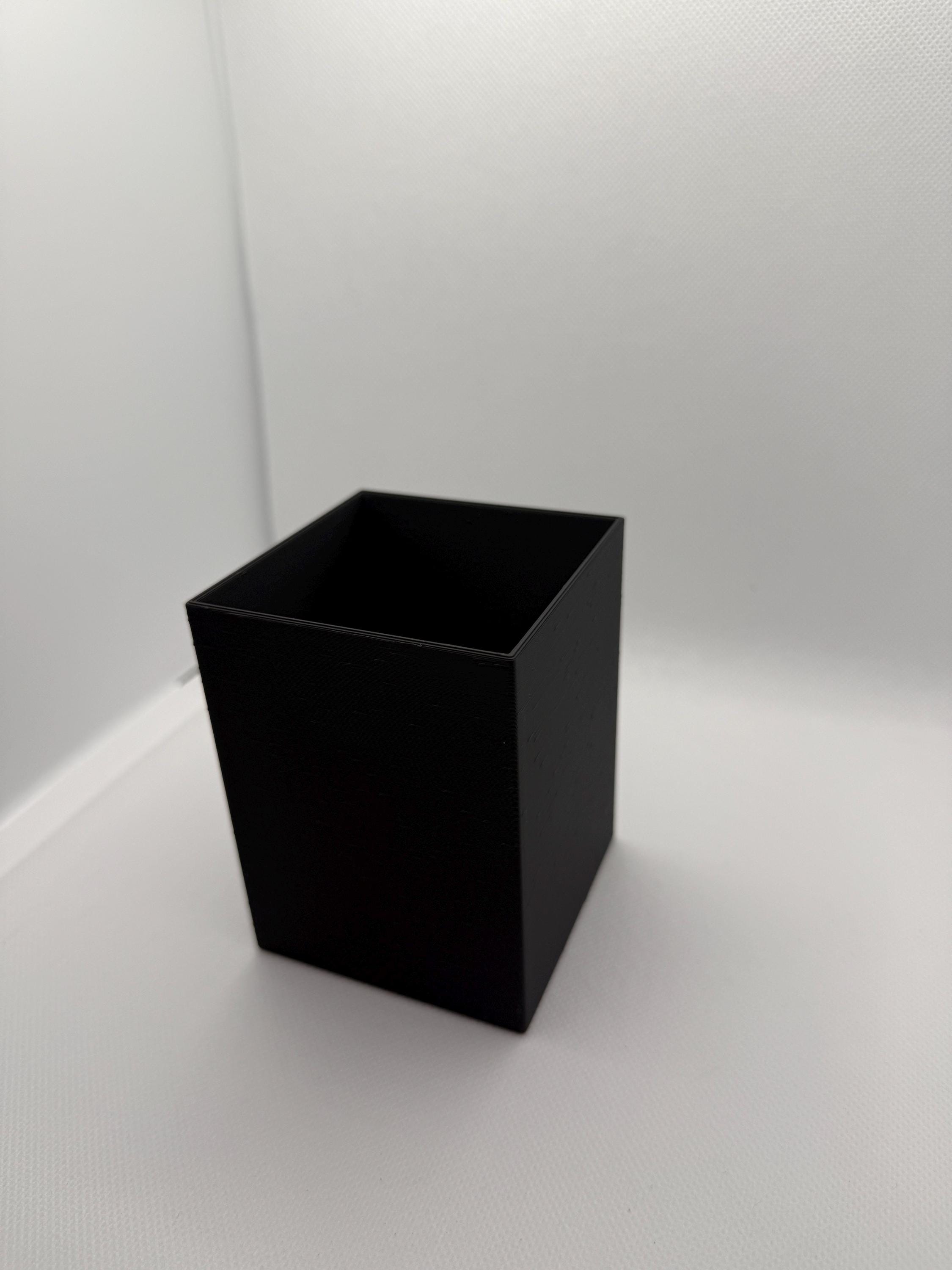 Minimalist Black Cube Pen Holder: Modern Desk Organizer